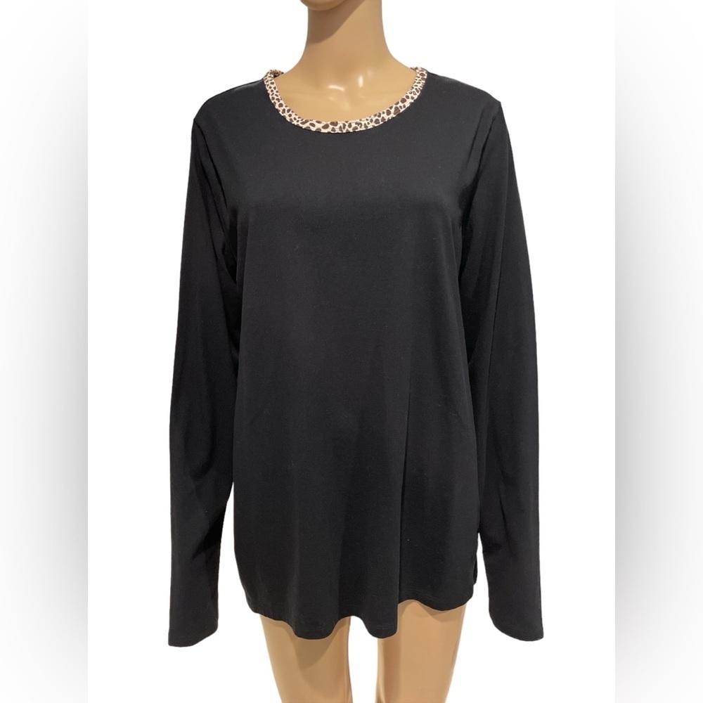 Lands’ End Womens Alaba Leopard Longsleeve Pajama top size L/T 14-16